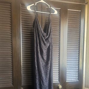 PrettyLittleThing Black Lace Cowl Maxi Dress